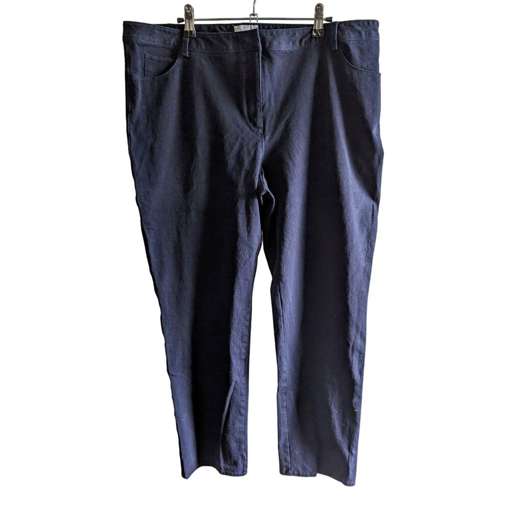 Women's Pure Collection Blue Cotton Stretch Trousers Size 18 Inseam 29
